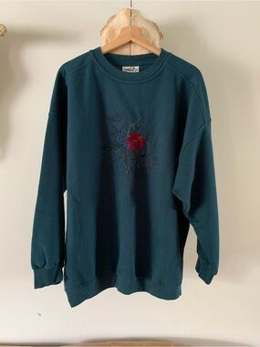 Vintage Northern Reflections Red Floral Embroidery Crewneck